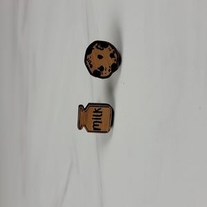 Milk and cookie wooden earrings